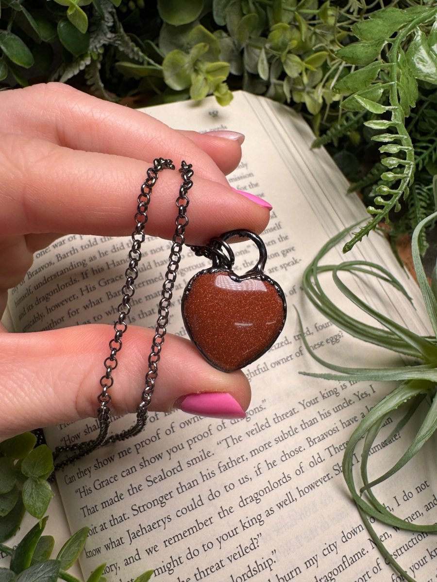 Goldstone Heart Necklace by Copper Ashes