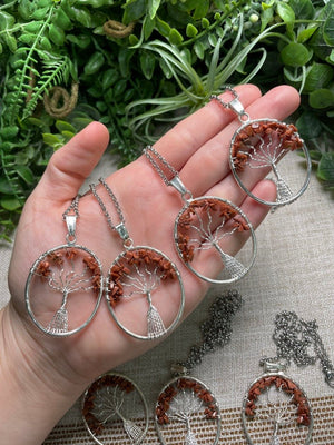 Goldstone Tree of Life Necklace detail view by Copper Ashes