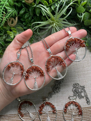 Goldstone Tree of Life Necklace detail view by Copper Ashes