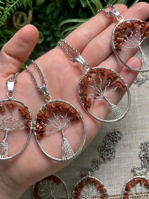 Goldstone Tree of Life Necklace detail view by Copper Ashes