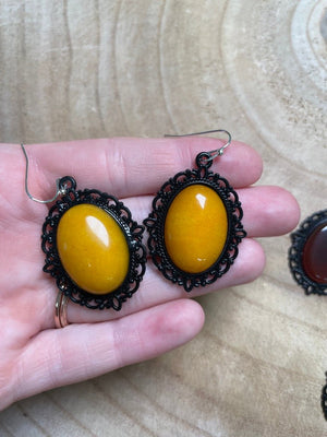 Gothic Style Crystal Earrings detail view by Copper Ashes