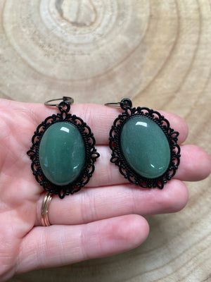 Gothic Style Crystal Earrings detail view by Copper Ashes