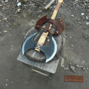 Handcrafted Double-Head Decorative Axe with Wooden Handle – JW SteelCrafts by JW SteelCrafts, Southern home decor detail photo 4