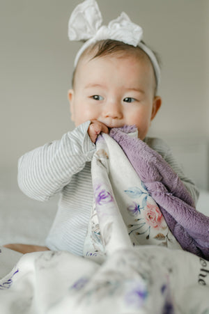 Crystal Jean Lavender Personalized Minky Baby Blanket by AGreatBaby — view 5 of 17