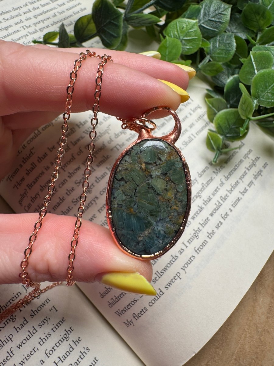 Green Agate Necklace by Copper Ashes