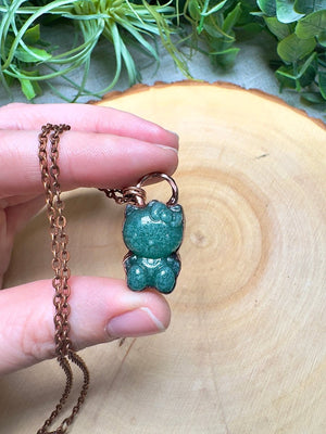 Green Aventurine Hello Kitty Necklace by Copper Ashes