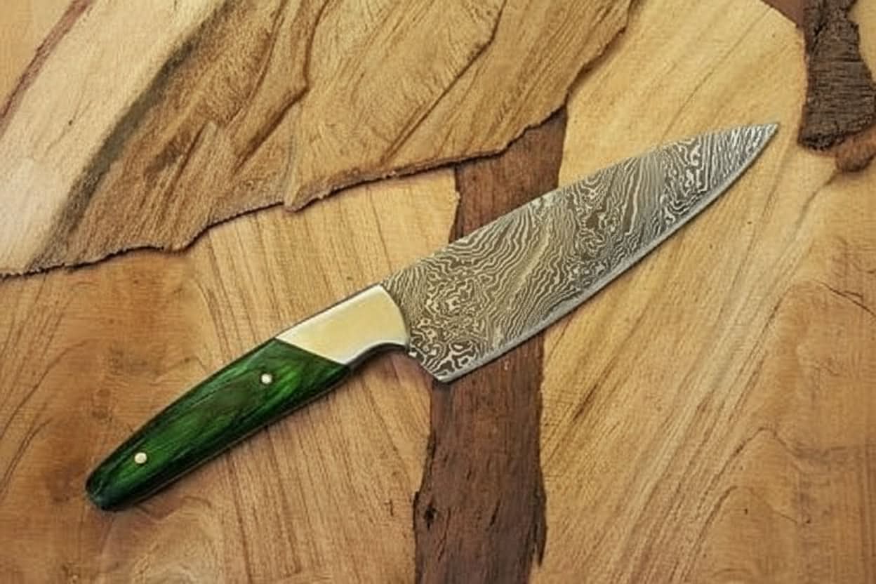 Damascus steel kitchen knife / chopper DK-0134 by JW SteelCrafts, Damascus knife main product photo