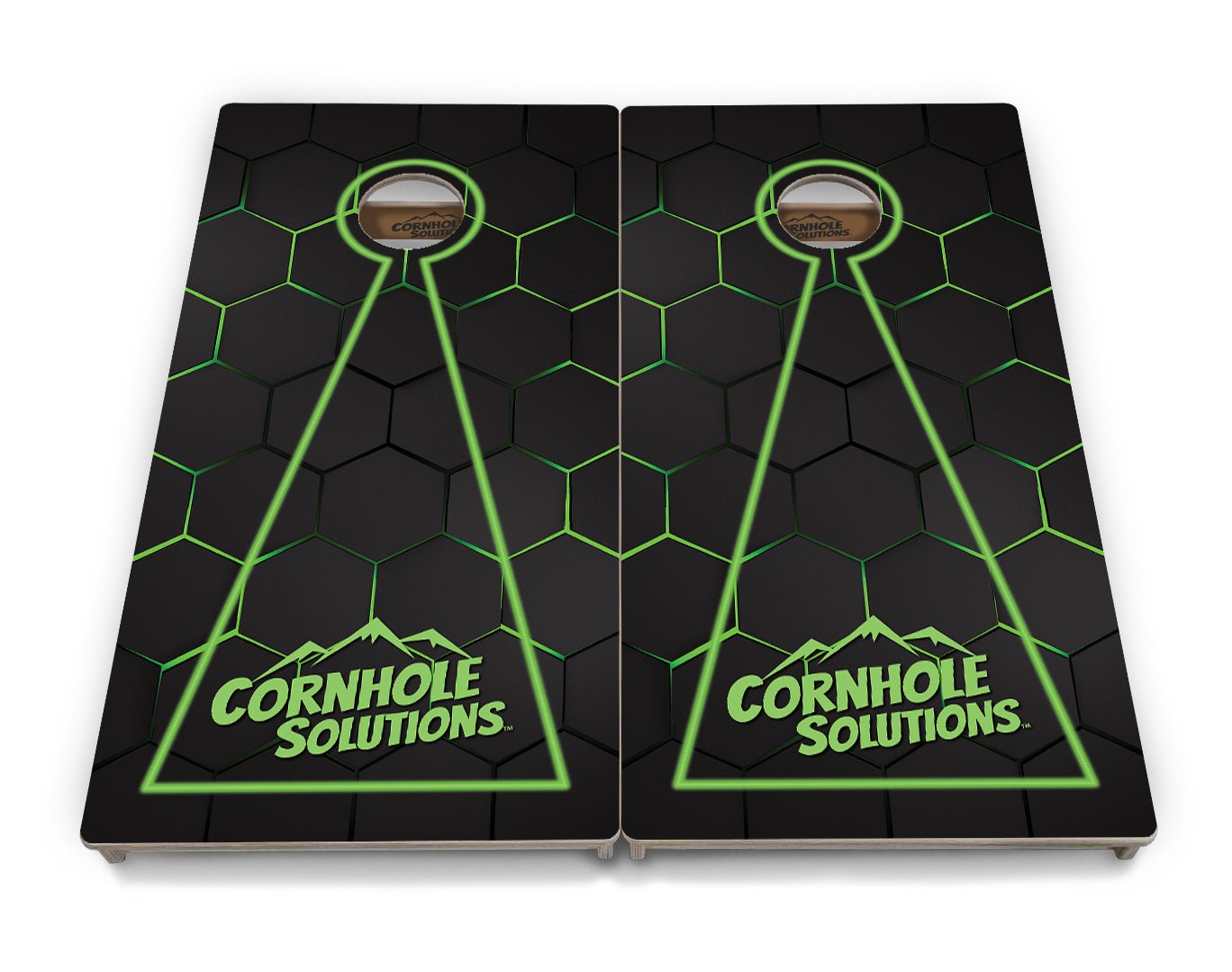 Glow Hole Black Backgound Cornhole Boards - Professional Tournament Series