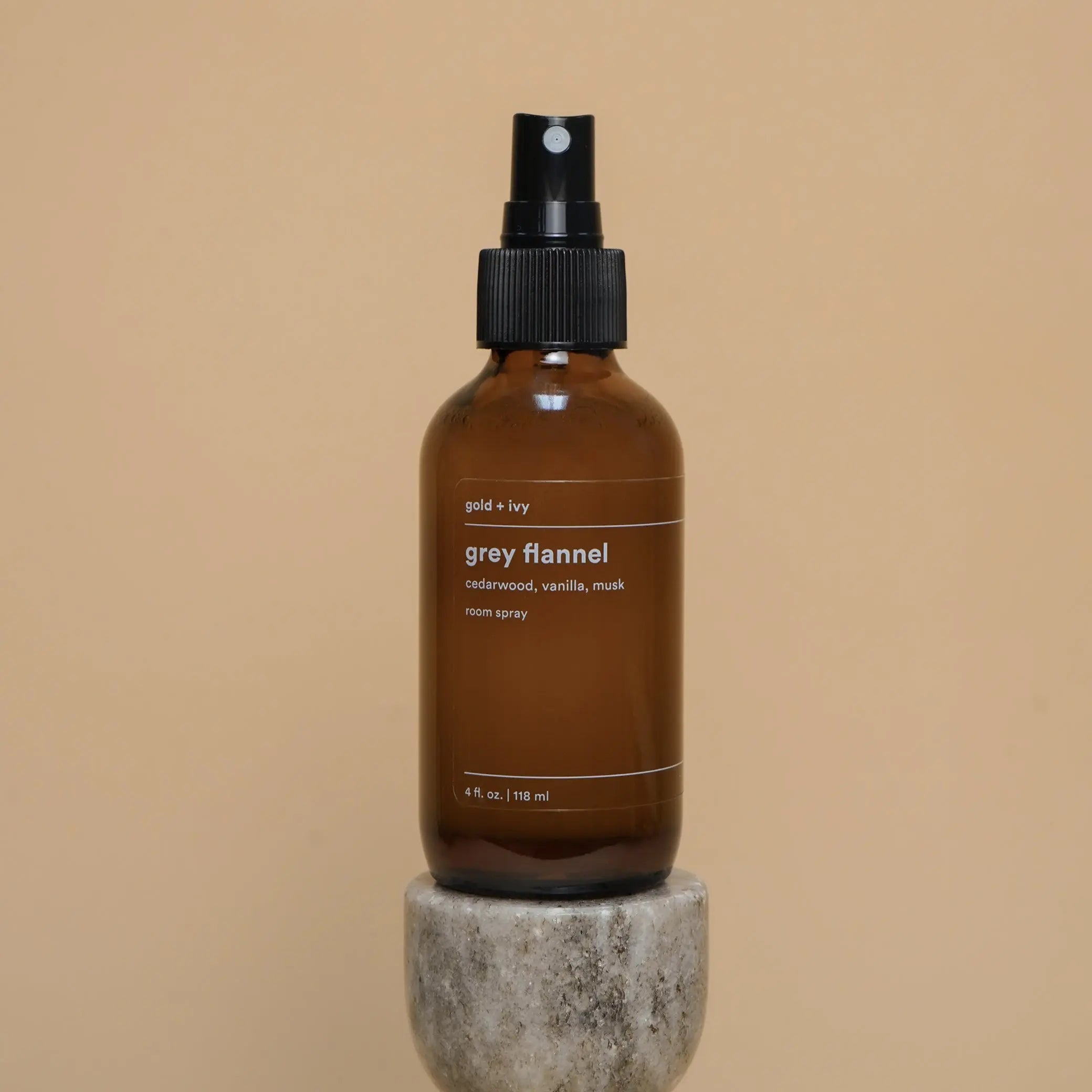 Grey flannel room + linen spray by gold + ivy, room spray main product photo
