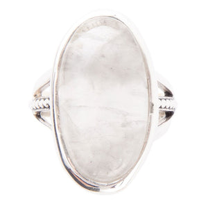 Grey Quartz and Sterling Silver Oval Ring detail view by Barse Jewelry