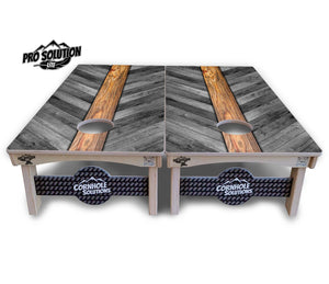 Grey Herringbone Cornhole Boards - Pro Solution Lite Series