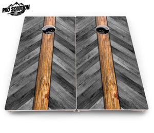 Grey Herringbone Cornhole Boards - Pro Solution Lite Series