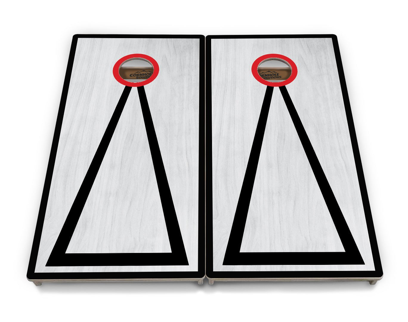 Red/Black Hole Ring Grey Wash Cornhole Boards - Professional Tournament Series