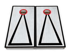 Red/Black Hole Ring Grey Wash Cornhole Boards - Professional Tournament Series