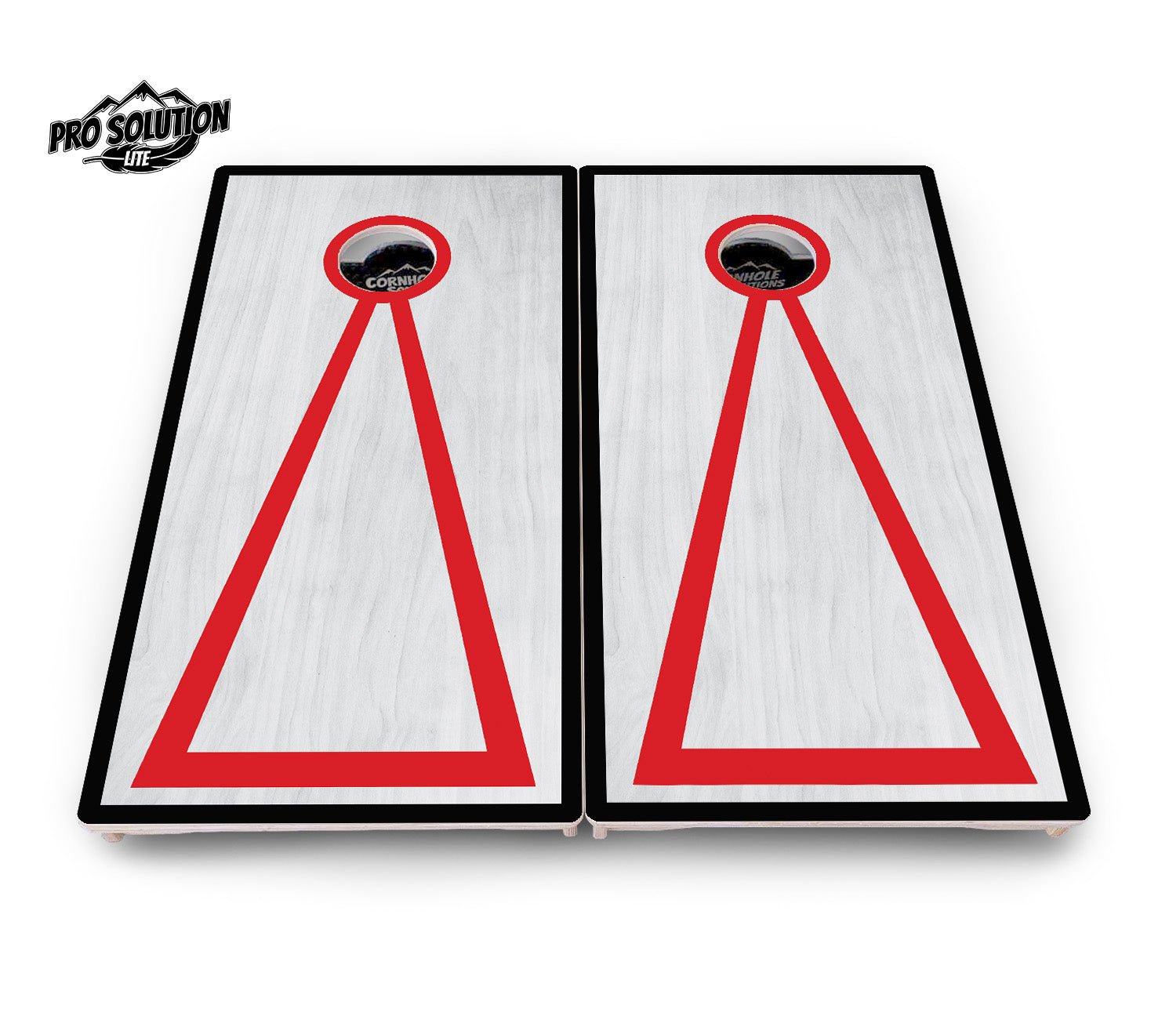 Red/Black Hole Ring Grey Wash Cornhole Boards - Pro Solution Lite Series