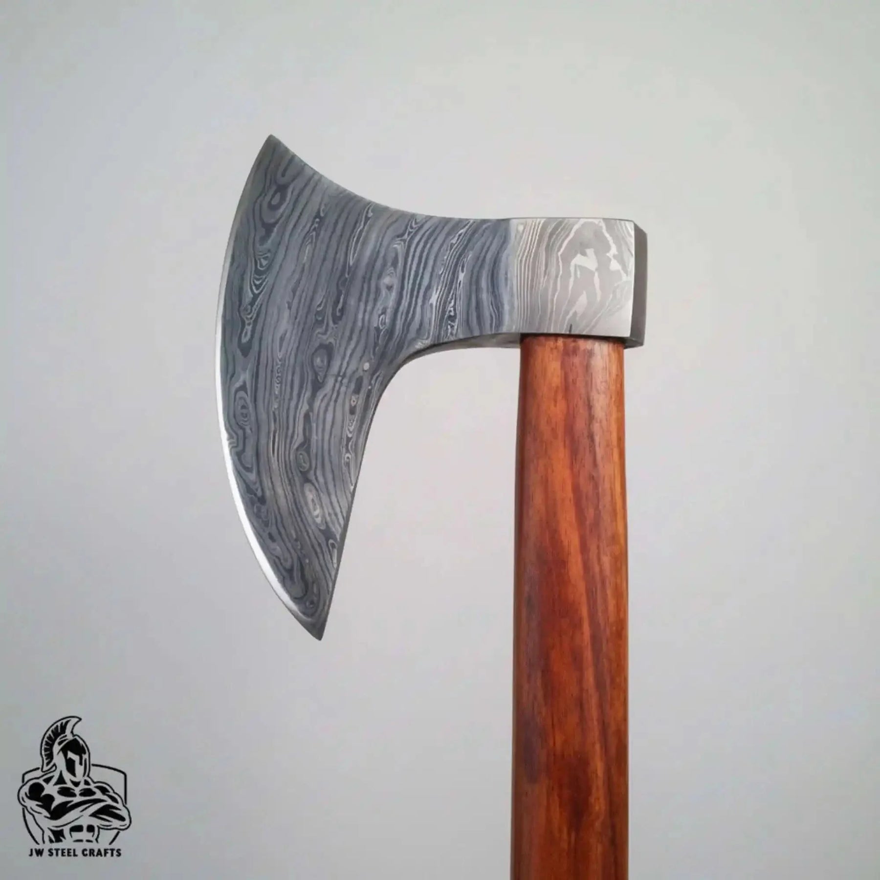 Damascus Steel Scandinavian Working Bearded Axe with Crescent Edge | JW SteelCrafts by JW SteelCrafts, scented candle detail photo 4