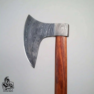 Damascus Steel Scandinavian Working Bearded Axe with Crescent Edge | JW SteelCrafts by JW SteelCrafts, scented candle detail photo 4