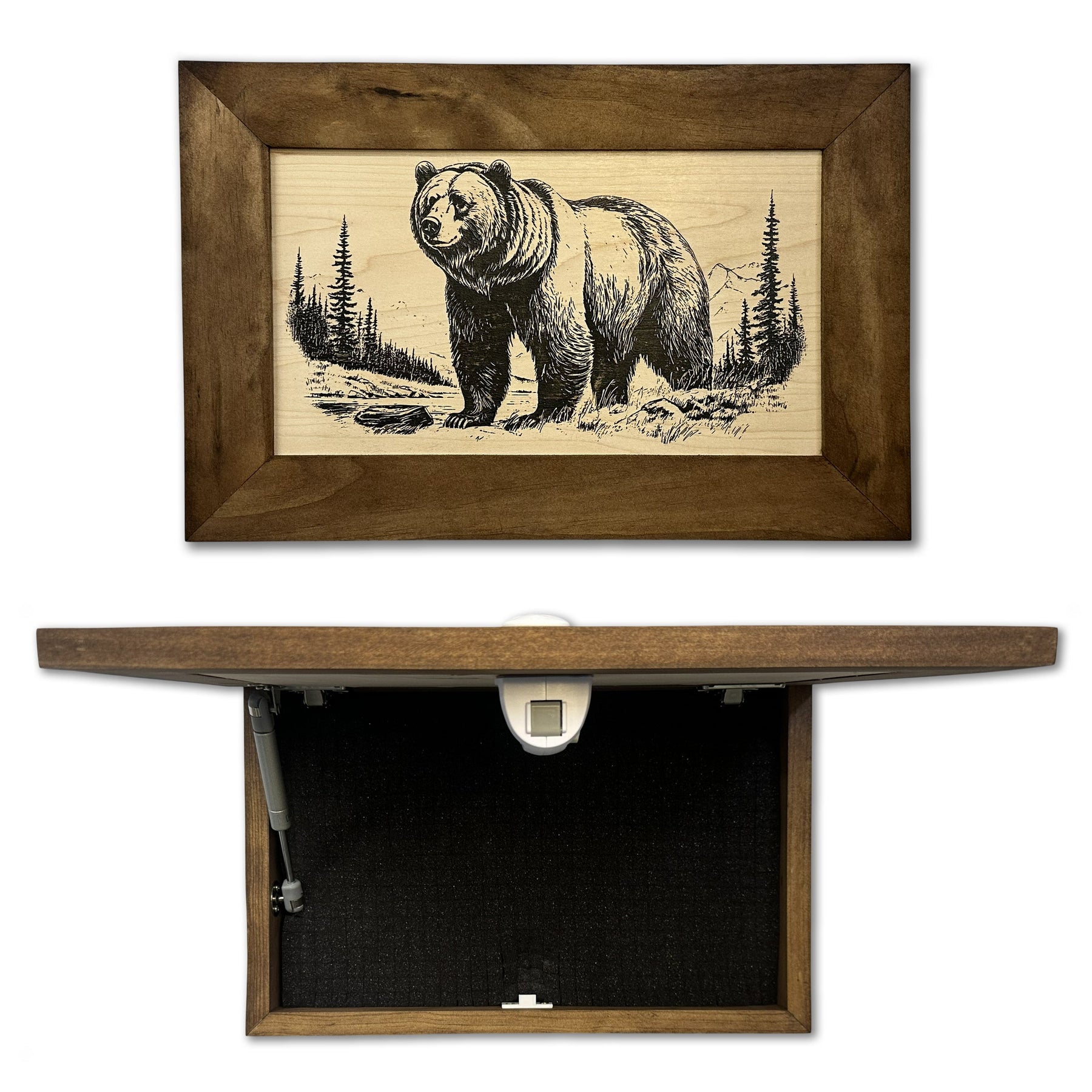 Grizzly Bear Gun Concealment Furniture - Handcrafted Hidden Gun Storage Wall Decor - Hidden Safe Furniture with Magnetic Lock