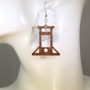 Guillotine Wooden Earrings | Gothic Dark Humor Jewelry