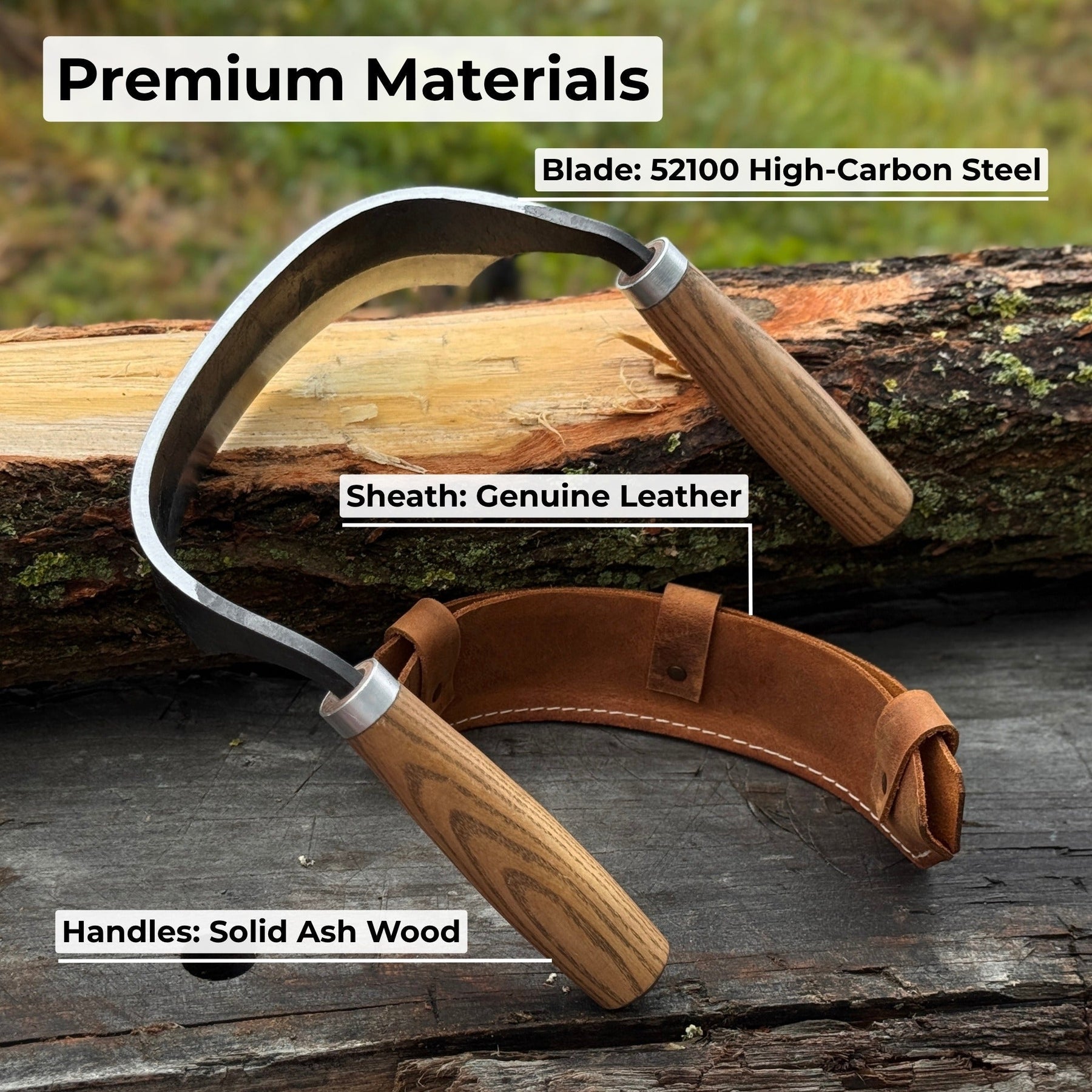 Half-Rounded Drawknife (Inshave) with Leather Sheath, 15 cm (5.9 inches) detail view by Sharky Forged Steel Tools