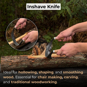 Half-Rounded Drawknife (Inshave) with Leather Sheath, 15 cm (5.9 inches) detail view by Sharky Forged Steel Tools