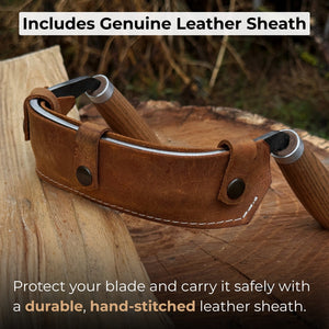 Half-Rounded Drawknife (Inshave) with Leather Sheath, 15 cm (5.9 inches) detail view by Sharky Forged Steel Tools
