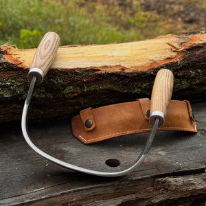Half-Rounded Drawknife (Inshave) with Leather Sheath, 15 cm (5.9 inches) by Sharky Forged Steel Tools