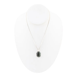 Hammered Green Seraphinite and Sterling Silver Pendant Necklace detail view by Barse Jewelry