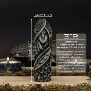 Hand-Carved Eir Figurine – 14 cm (5.7 inches) Wooden Norse Goddess of Healing Statue detail view by Sharky Forged Steel Tools