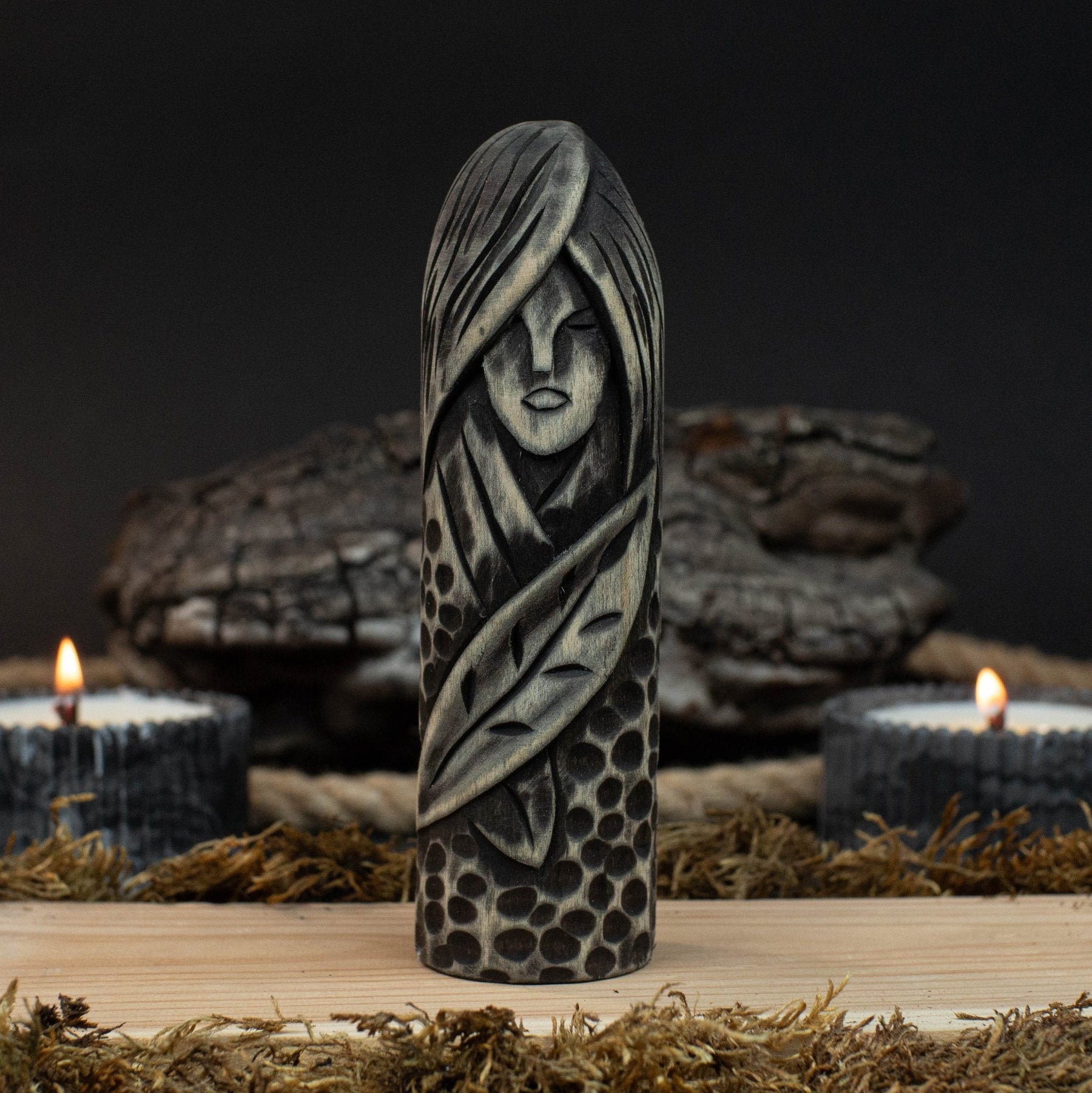 Hand-Carved Eir Figurine – 14 cm (5.7 inches) Wooden Norse Goddess of Healing Statue by Sharky Forged Steel Tools