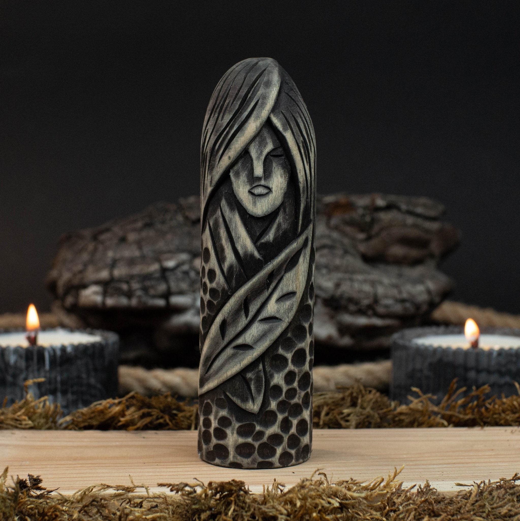 Hand-Carved Eir Figurine – 14 cm (5.7 inches) Wooden Norse Goddess of Healing Statue by Sharky Forged Steel Tools