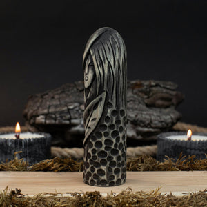 Hand-Carved Eir Figurine – 14 cm (5.7 inches) Wooden Norse Goddess of Healing Statue detail view by Sharky Forged Steel Tools