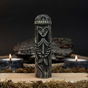 Hand-Carved Freyja Figurine – 14 cm (5.7 inches) Wooden Scandinavian Goddess Statue by Sharky Forged Steel Tools