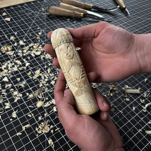 Hand-Carved Freyja Figurine – 14 cm (5.7 inches) Wooden Scandinavian Goddess Statue detail view by Sharky Forged Steel Tools
