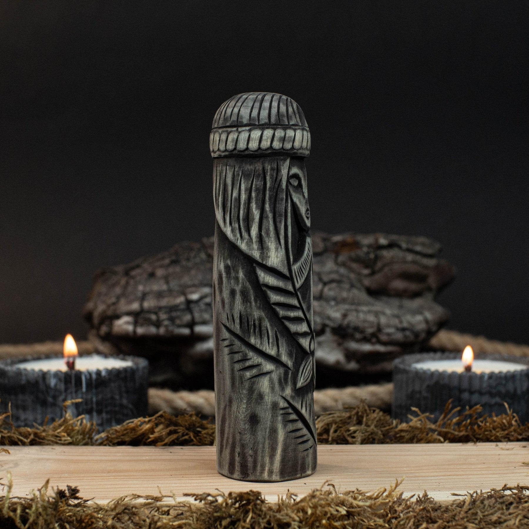 Hand-Carved Freyja Figurine – 14 cm (5.7 inches) Wooden Scandinavian Goddess Statue detail view by Sharky Forged Steel Tools