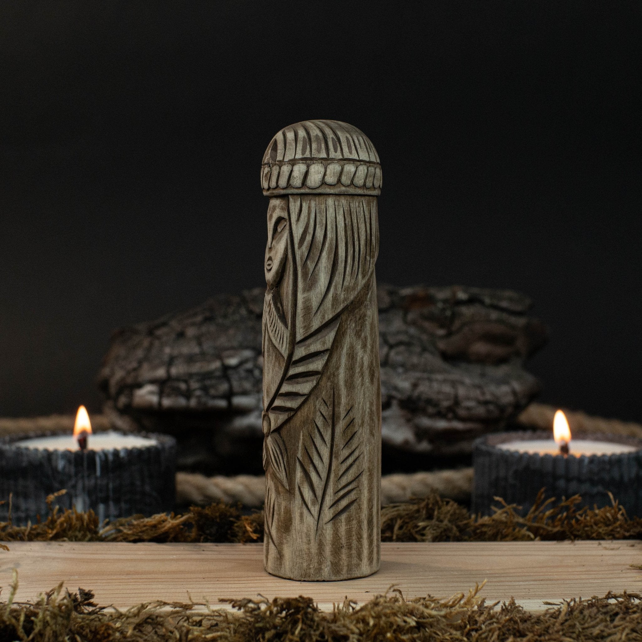 Hand-Carved Freyja Statue – 14 cm (5.7 inch) Wooden Norse Goddess Altar Figurine detail view by Sharky Forged Steel Tools