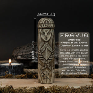 Hand-Carved Freyja Statue – 14 cm (5.7 inch) Wooden Norse Goddess Altar Figurine detail view by Sharky Forged Steel Tools