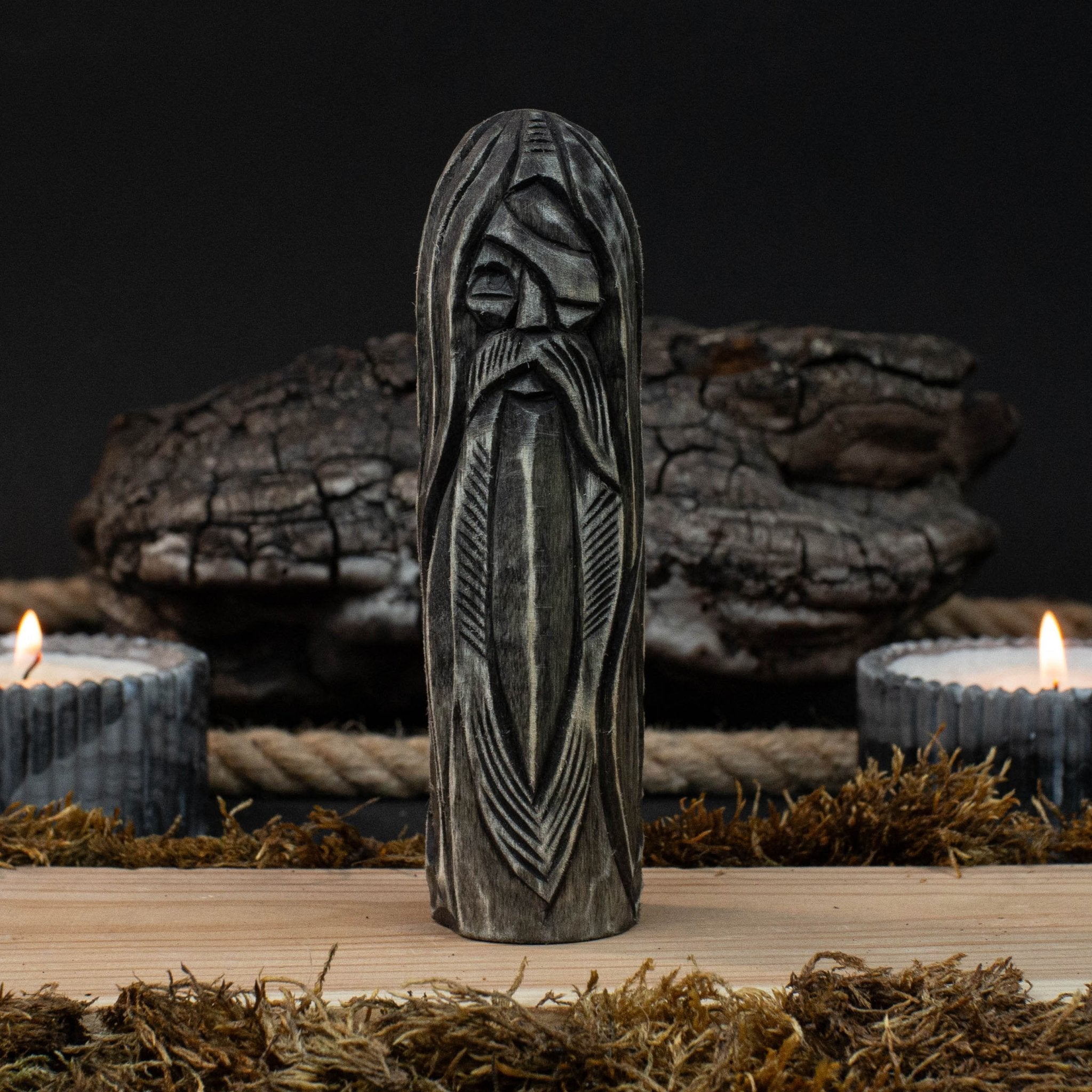 Hand-Carved Odin Figurine – 13 cm (5.1 inches) Wooden Norse God Sculpture by Sharky Forged Steel Tools