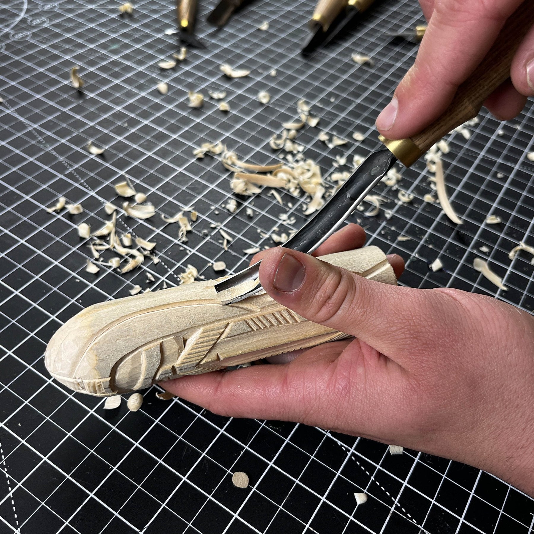 Hand-Carved Odin Figurine – 13 cm (5.1 inches) Wooden Norse God Sculpture detail view by Sharky Forged Steel Tools