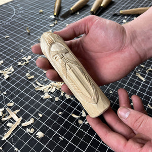 Hand-Carved Odin Figurine – 13 cm (5.1 inches) Wooden Norse God Sculpture detail view by Sharky Forged Steel Tools