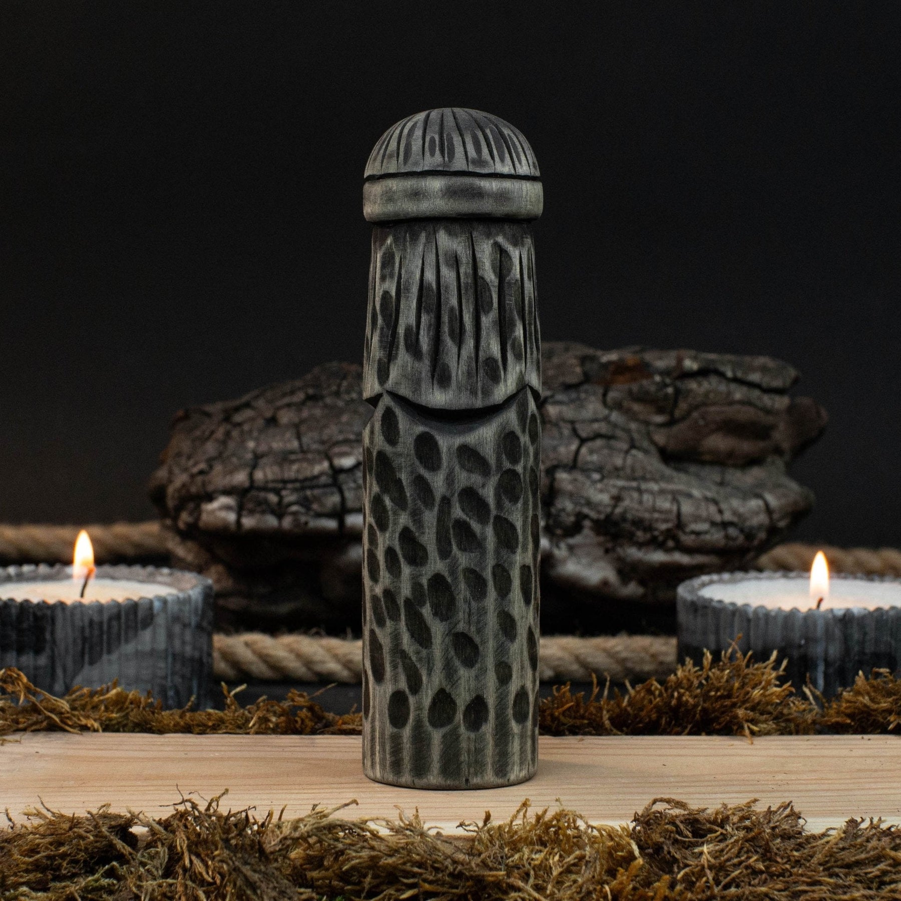 Hand-Carved Thor Figurine – 14 cm (5.7 inches) Wooden Scandinavian God Statue detail view by Sharky Forged Steel Tools