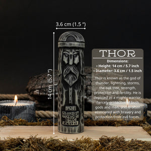 Hand-Carved Thor Figurine – 14 cm (5.7 inches) Wooden Scandinavian God Statue detail view by Sharky Forged Steel Tools
