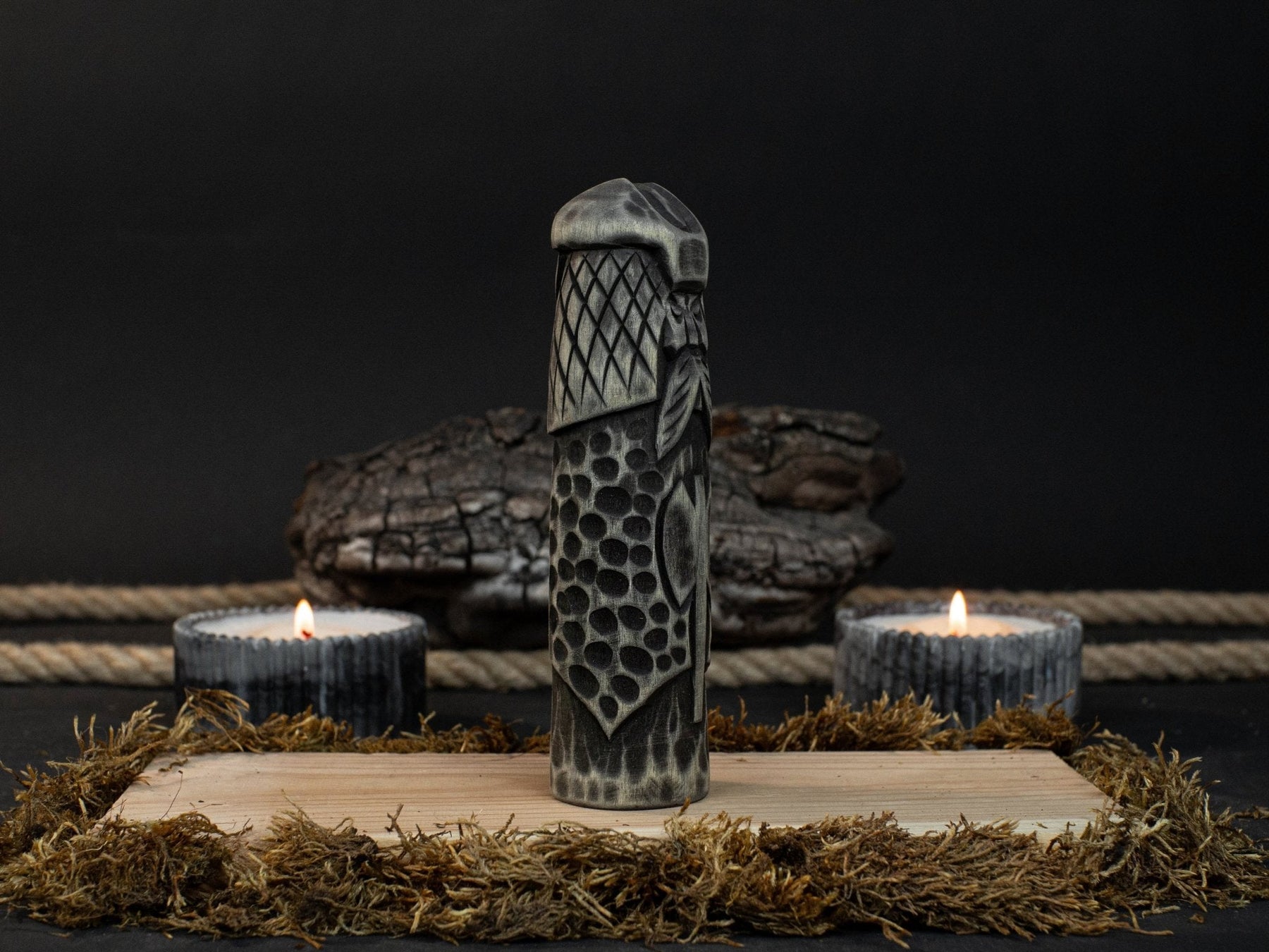 Hand-Carved Vidar Figurine – 14 cm (5.7 inches) Wooden Norse God of Vengeance Statue detail view by Sharky Forged Steel Tools
