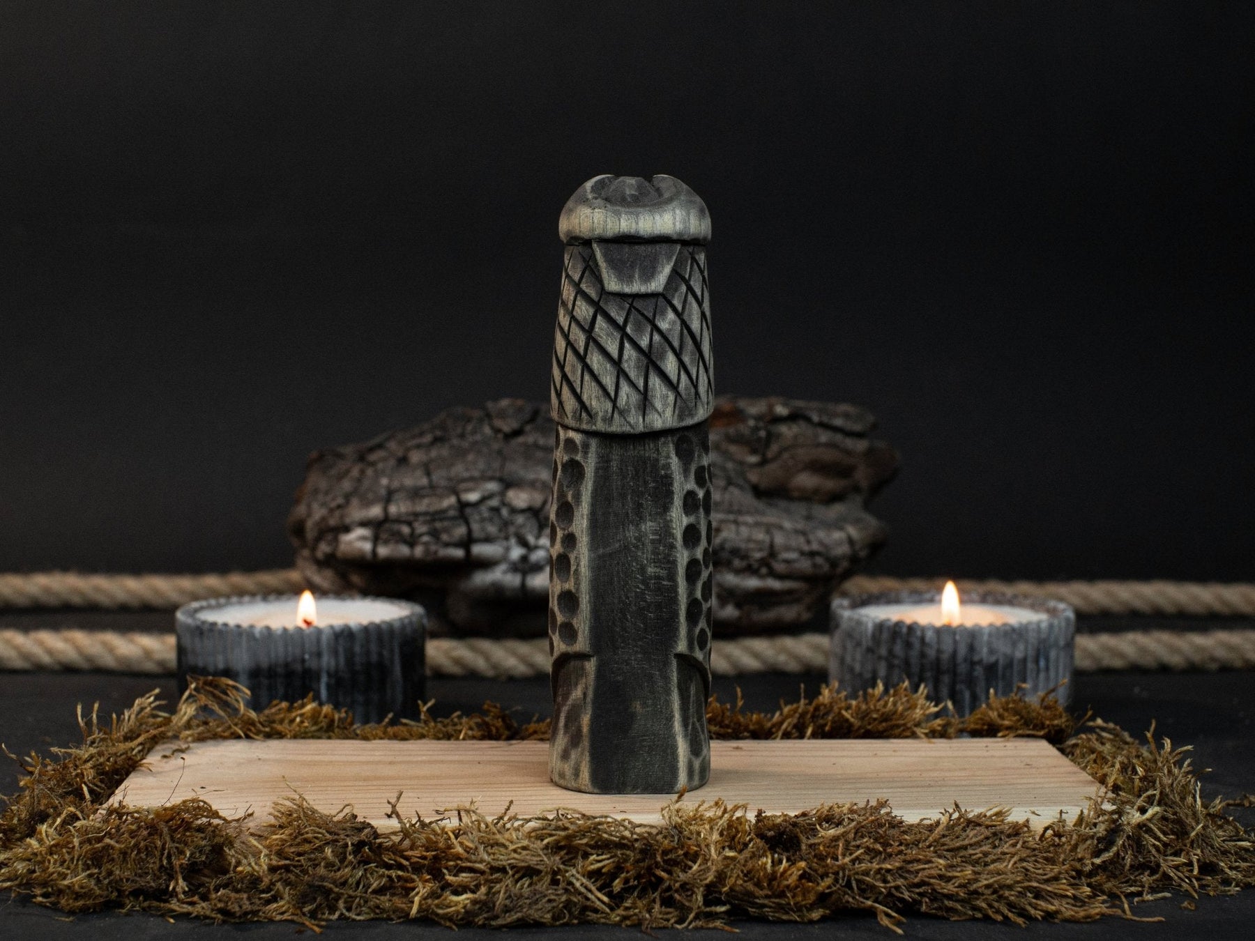 Hand-Carved Vidar Figurine – 14 cm (5.7 inches) Wooden Norse God of Vengeance Statue detail view by Sharky Forged Steel Tools