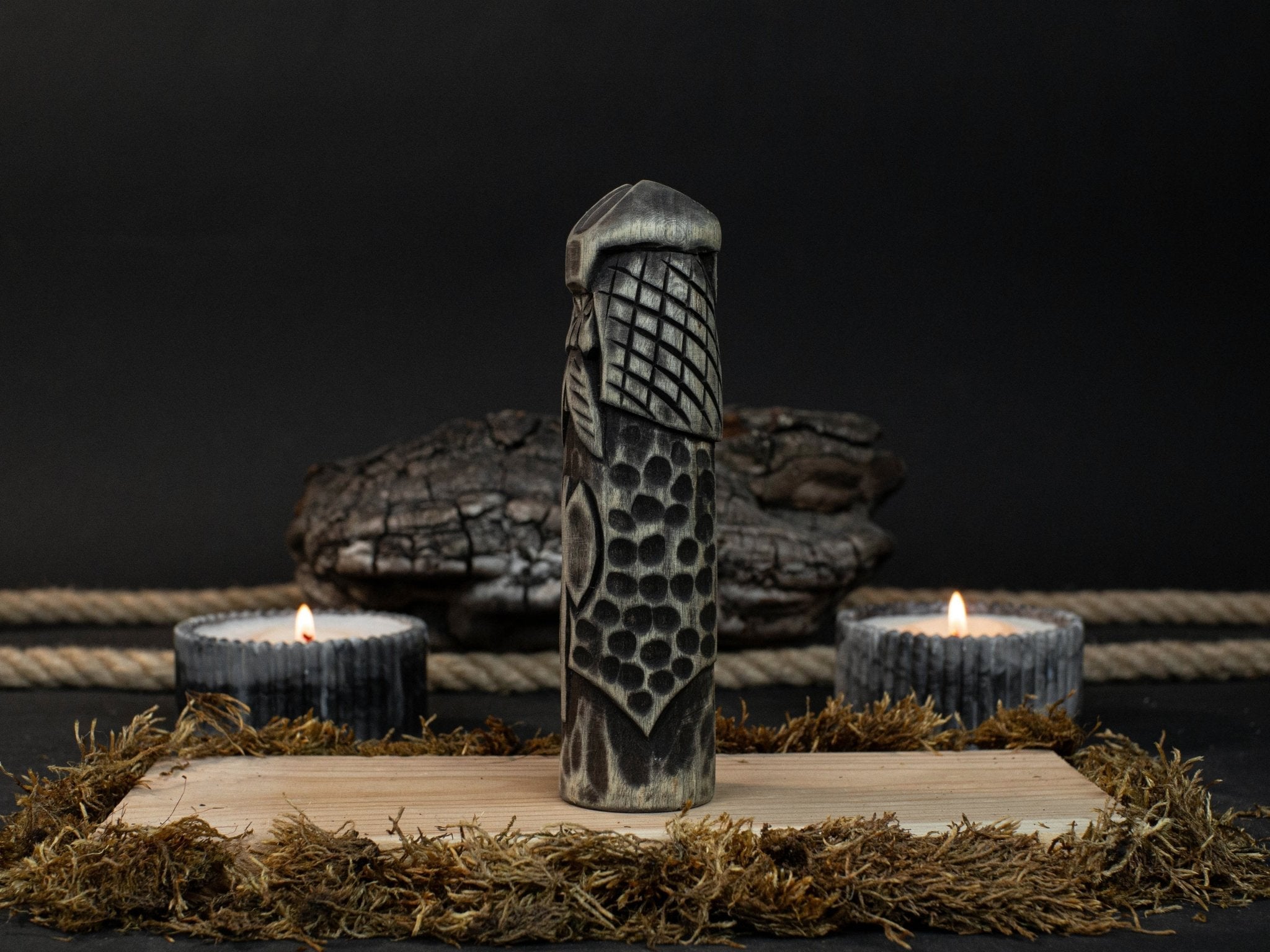 Hand-Carved Vidar Figurine – 14 cm (5.7 inches) Wooden Norse God of Vengeance Statue detail view by Sharky Forged Steel Tools