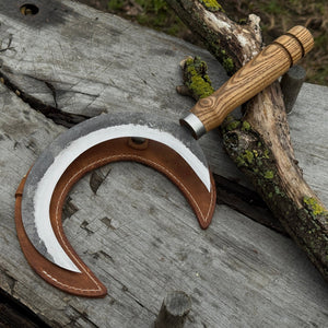 Hand-Forged Athame Ritual Witch Sickle, ⌀16.5 cm (6.5 inches) by Sharky Forged Steel Tools