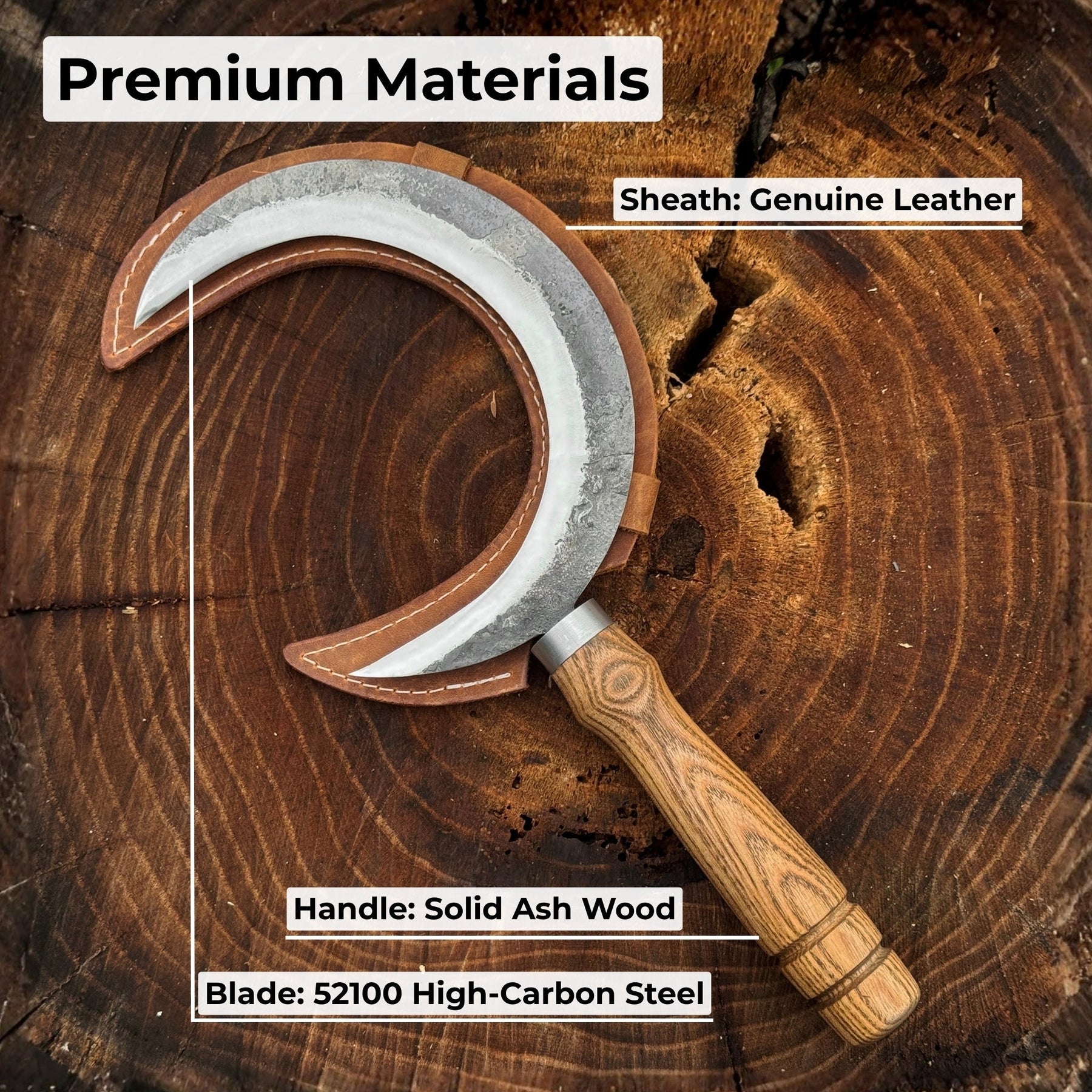 Hand-Forged Athame Ritual Witch Sickle, ⌀16.5 cm (6.5 inches) detail view by Sharky Forged Steel Tools