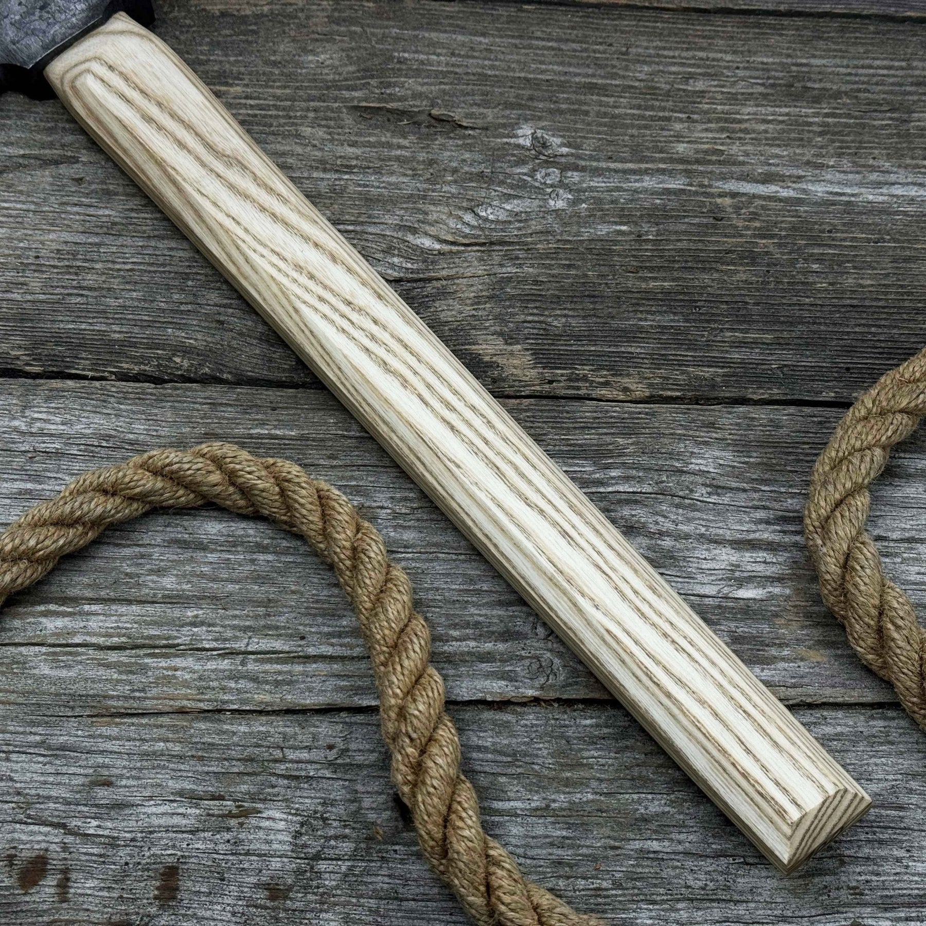Hand-Forged Bushcraft Hatchet with Leather Back Sheath, 0.74 kg (1.63 lb) detail view by Sharky Forged Steel Tools