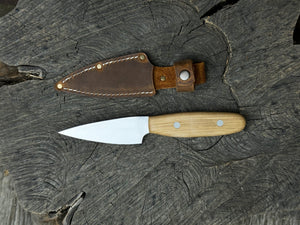 Hand-Forged Bushcraft Knife, 10 cm (3.94 inches) detail view by Sharky Forged Steel Tools