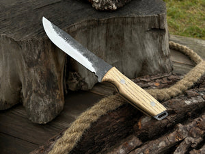 Hand-Forged Bushcraft Knife, 12 cm (4.72 inches) detail view by Sharky Forged Steel Tools